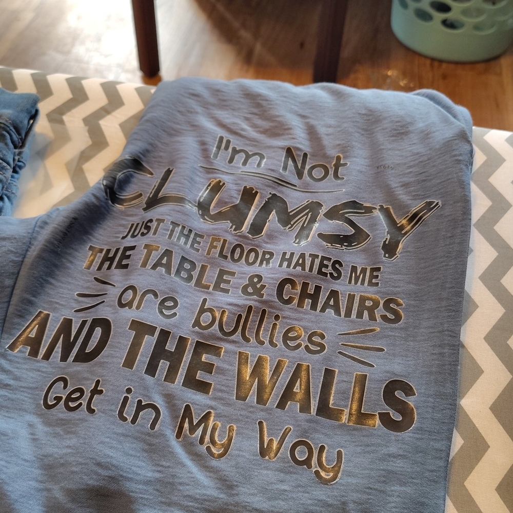 Blue Graphic T-Shirt with Silver Text